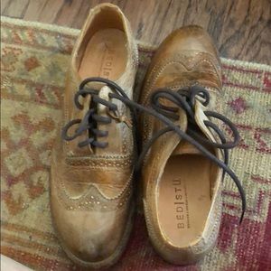 Bed Stu cobbler distressed wingtips tan Euc 8.5